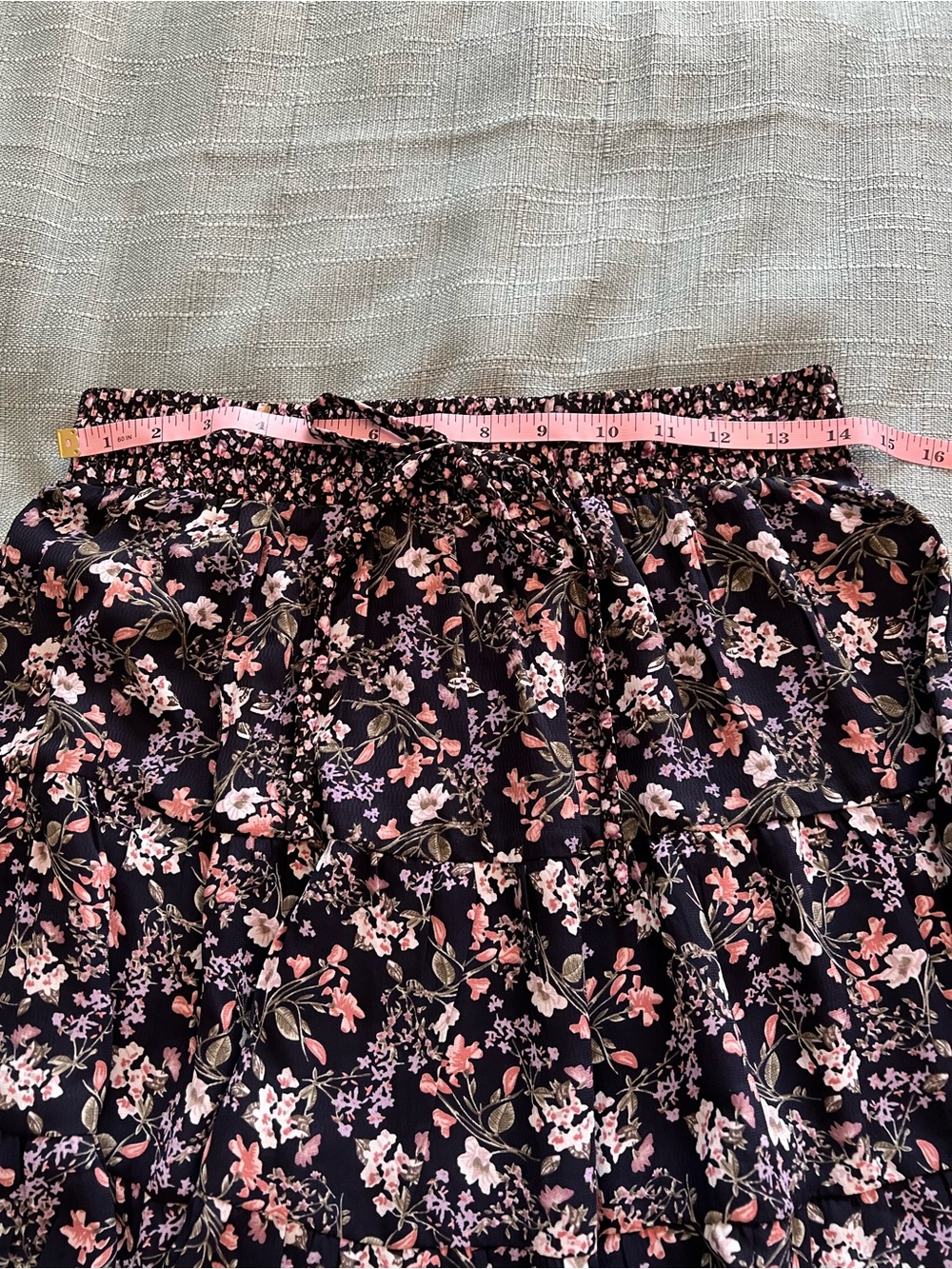 Umgee Floral Mini Skirt Purple with Pink & White Ruffles Size Medium - Picture 6 of 7